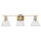 Hello Honey® 24" Cooper White & Gold Metal 3-Light Vanity Light with Etched Glass Shades